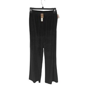 PINK Victoria's Secret Black Velvet Rhinestone Logo Wide Leg Lounge Pants XS NWT